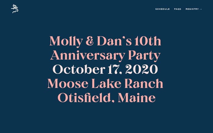 Molly & Dan’s 10th Anniversary Party website preview