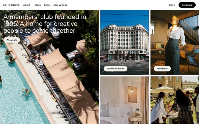 Soho house website preview