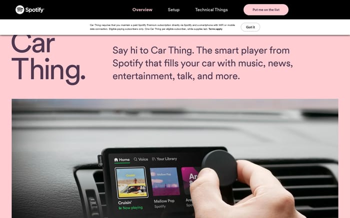 Car Thing from Spotify website preview