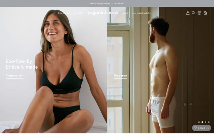 Organic Basics website preview