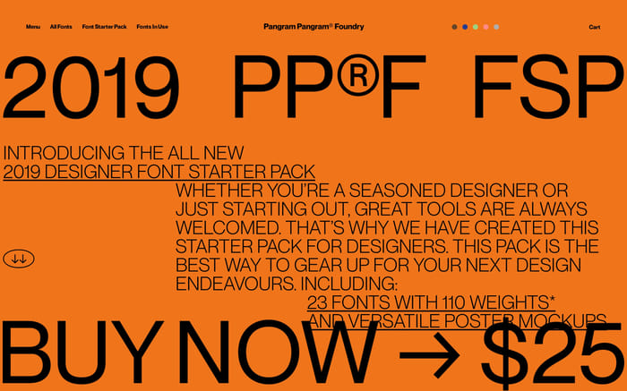 Pangram Pangram font starter pack website preview