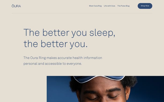 Oura Ring website preview