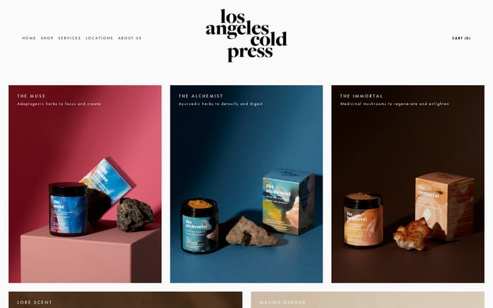 Los Angeles Cold Press website preview