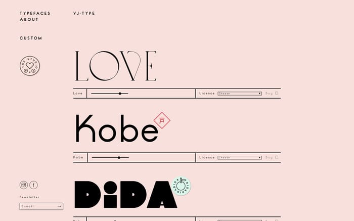 VJ type website preview