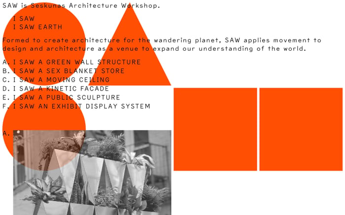 SAW is Seskunas Architecture Workshop. website preview