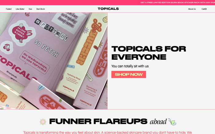 Funner Flare-Ups – Topicals website preview