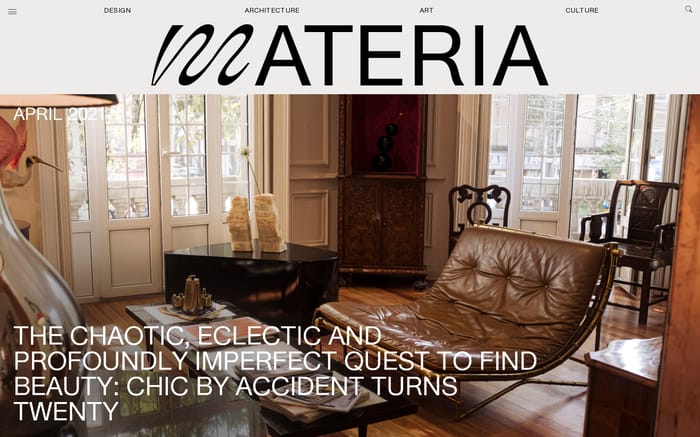 Materia website preview