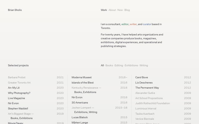 Brian Sholis website preview