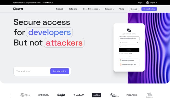 Auth0 website preview
