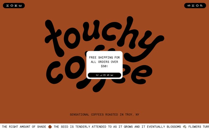 Touchy Coffee website preview