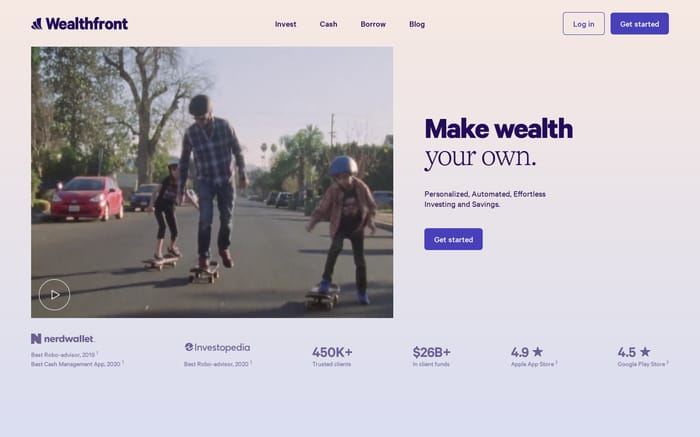Wealthfront website preview