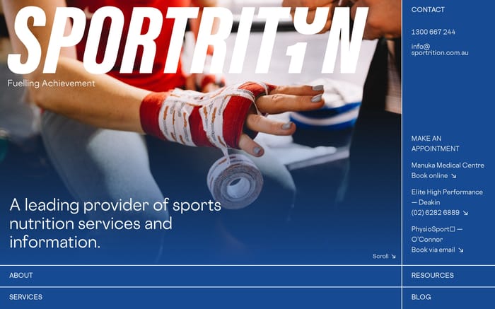 Sportrition website preview