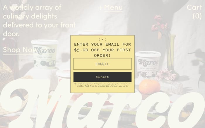 Marco ice cream website preview