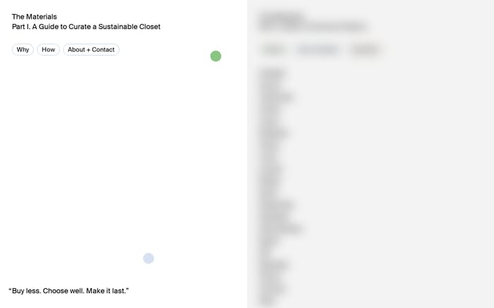 The Materials – A Guide to Curate a Sustainable Closet website preview