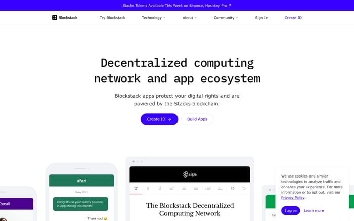 Blockstack website preview
