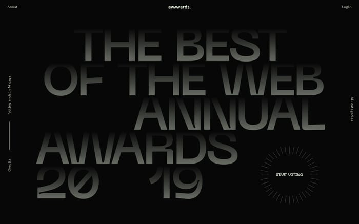 Awwwards nominees of the Year 2019 website preview