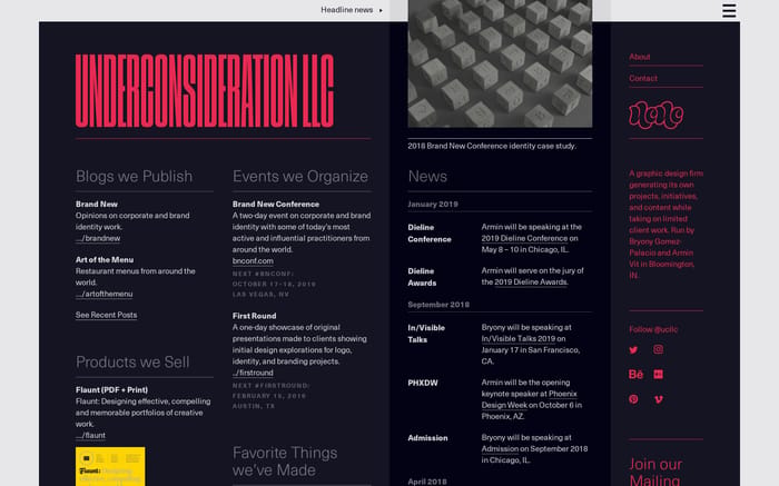UnderConsideration website preview