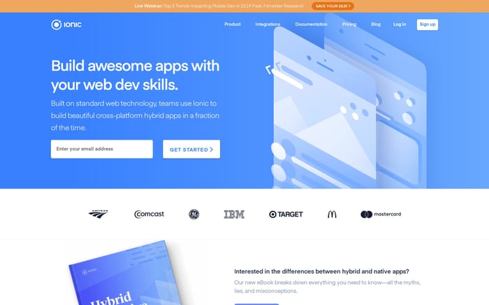 Ionic - Cross-Platform Mobile App Development website preview