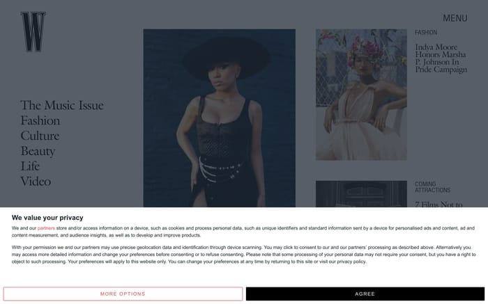 W Magazine website preview