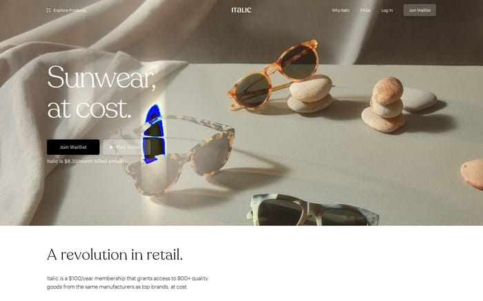 Italic website preview