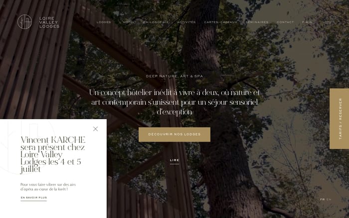 Loire Valley Lodges website preview