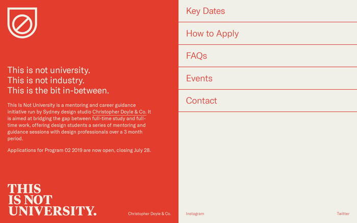 This Is Not University website preview