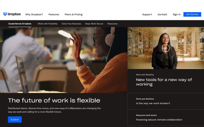 Experience Dropbox website preview