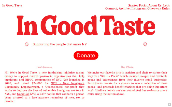 InGoodTaste website preview