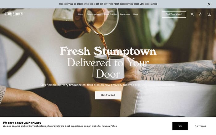 Stumptown Coffee website preview