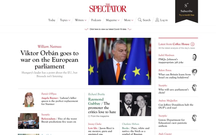 The Spectator website preview