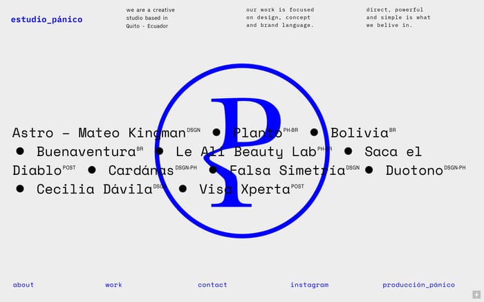 panico website preview