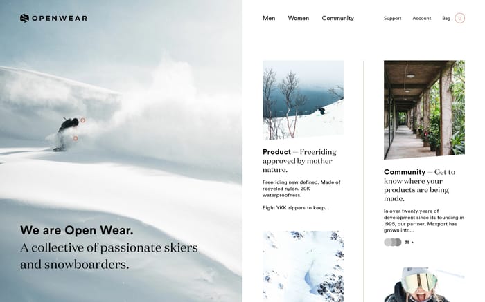 Open Wear website preview