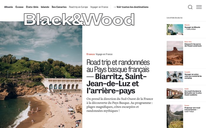 Black and wood website preview