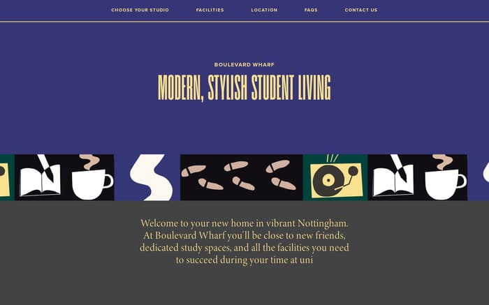 Boulevard Wharf - modern, stylish student living in Nottingham website preview