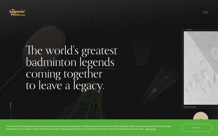 The Legends’ Vision for Badminton website preview