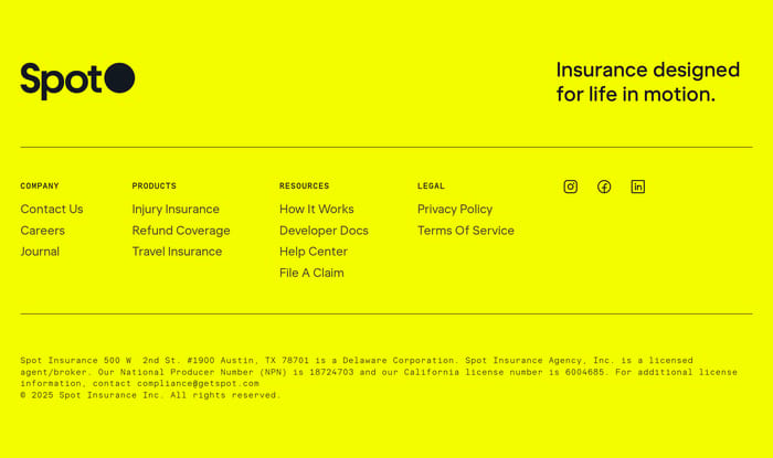 Spot Insurance section preview