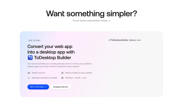 ToDesktop section preview