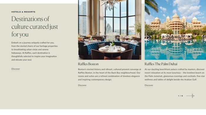 Raffles Hotels and Resorts section preview