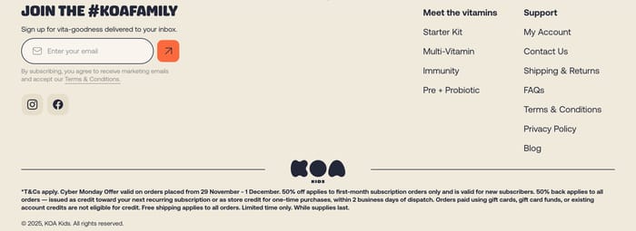 Koa Kids Vitamins section preview