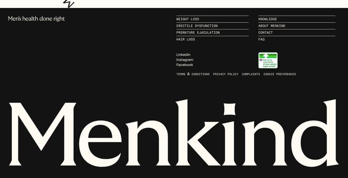 Menkind Footer preview