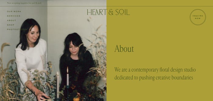 Heart & Soil Flowers section preview