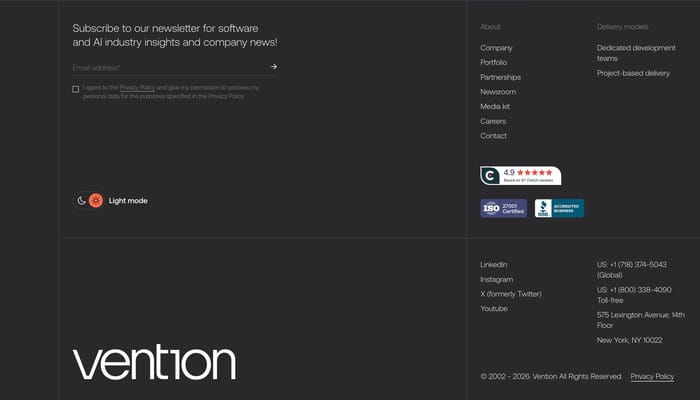 Vention section preview