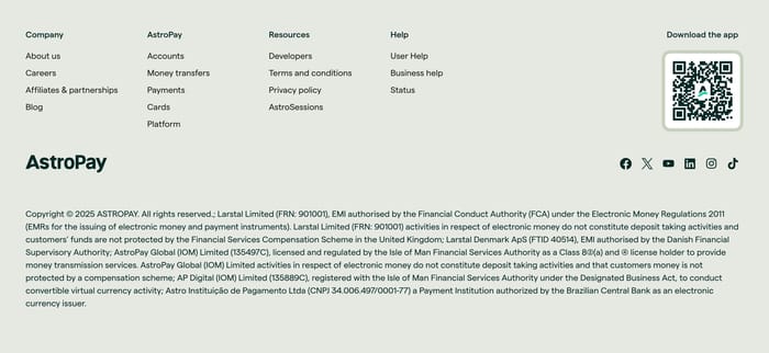 AstroPay section preview