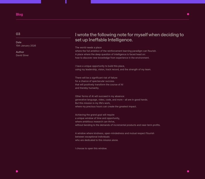 Ineffable Intelligence section preview