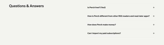 Perch section preview