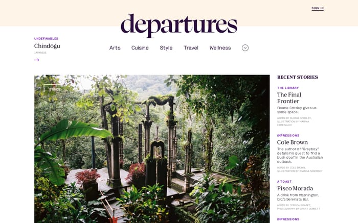 Departures website preview