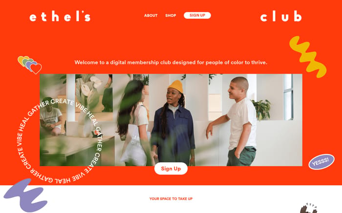 Ethel's Club website preview