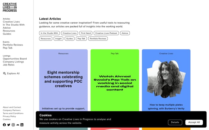Creative lives in progress website preview