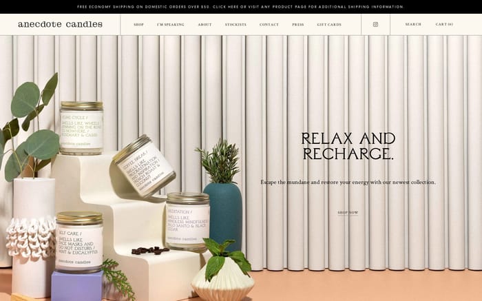 Anecdote candles website preview
