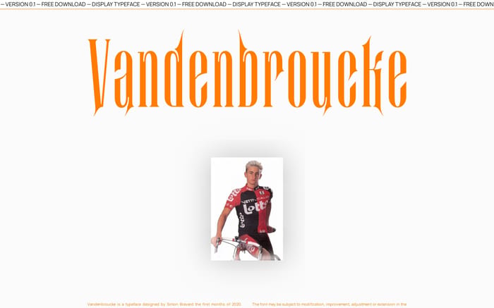 Vandenbroucke typeface website preview